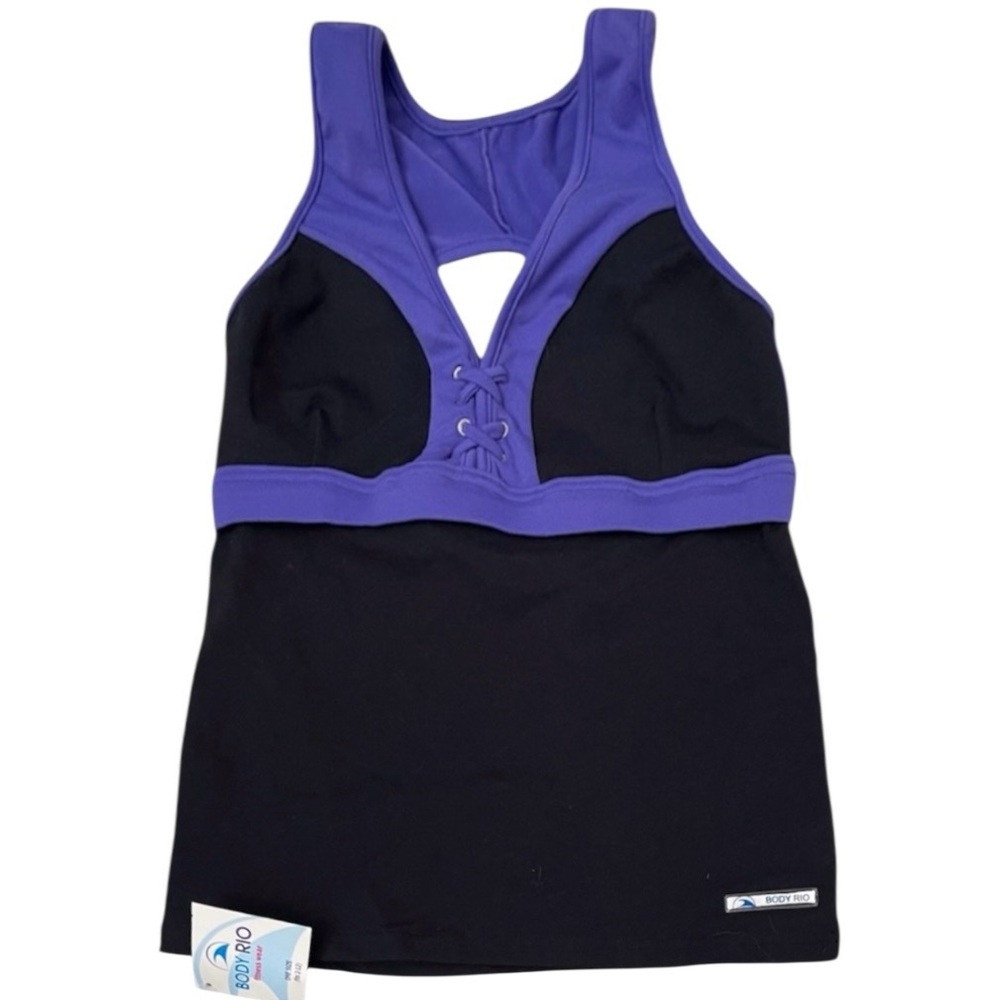 Body Rio black and purple Activewear tank top one size (fits 2-12)